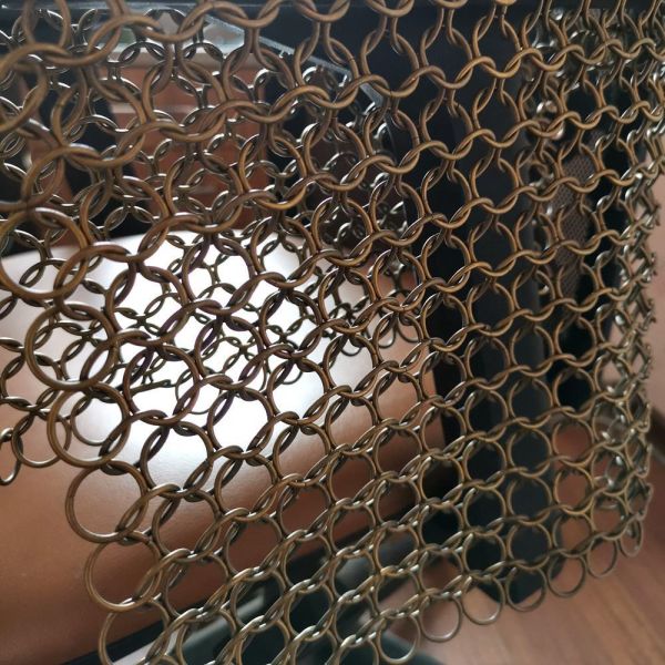 Bronze Color Ring Mesh Curtain 1.5x15mm For Store Construction