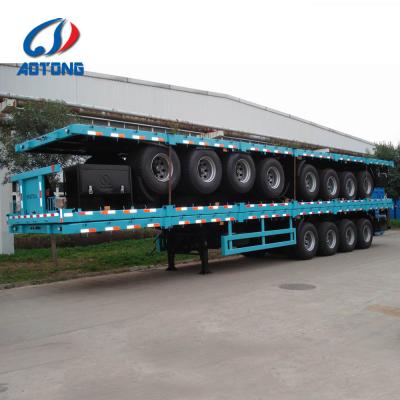 20/40/60 Container Flatbed Semi Trailer with LED Light 7 Ways 24V and 28 Tons Landing Gear
