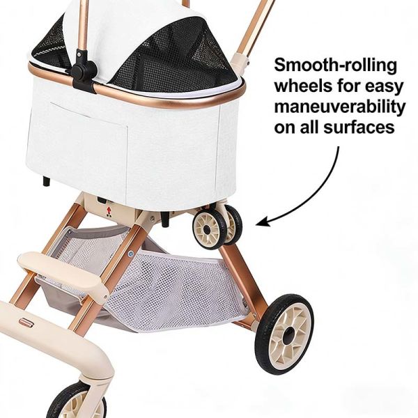 Wholesale Dog Cat Stroller, Foldable Lightweight Travel Trolley, 4-Wheel Safe Breathable Pet Carrier Bulk