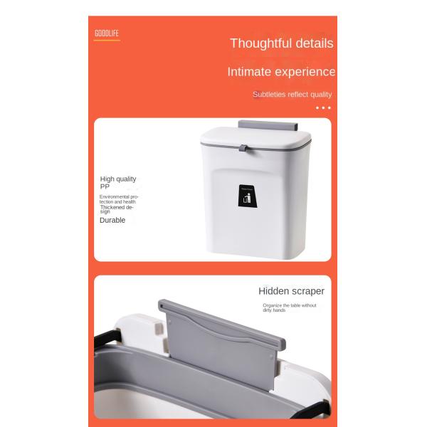 Home Cabinet Door Toilet Bathroom Living Room Kitchen Hanging Creative Sanitary Bucket Wastebasket Slide Wall Hanging Trash Can