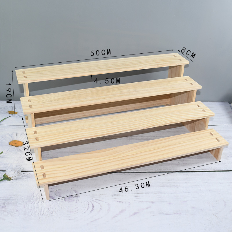 Solid Wood Multi-Tier String Storage Rack Widened Ladder Hairpin Jewelry Cosmetic Display Rack for Home Store Use