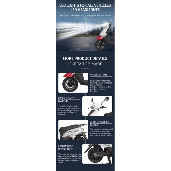 110km Range Smart Electric E Moped Scooter Motorcycle For Adults 55-60km/H