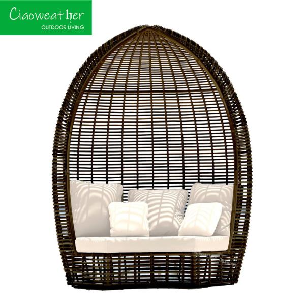 Customized Color Outdoor Rattan Aluminium Frame Sunbed for Park and Garden Furniture Reclining Sofa Bed