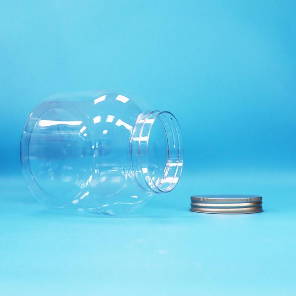 Eco-Friendly transparent Plastic PET Round Candy Daily Food Jars Aluminum Screw Lids