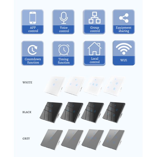 Universal Wiring 220V Smart Switch Home Light Control WiFi Control 1000W