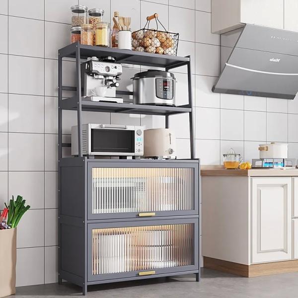 Kitchen Storage Solution Multi-function Floor-standing Dining Sideboard with BAMBOO Material and Multi-layer Design
