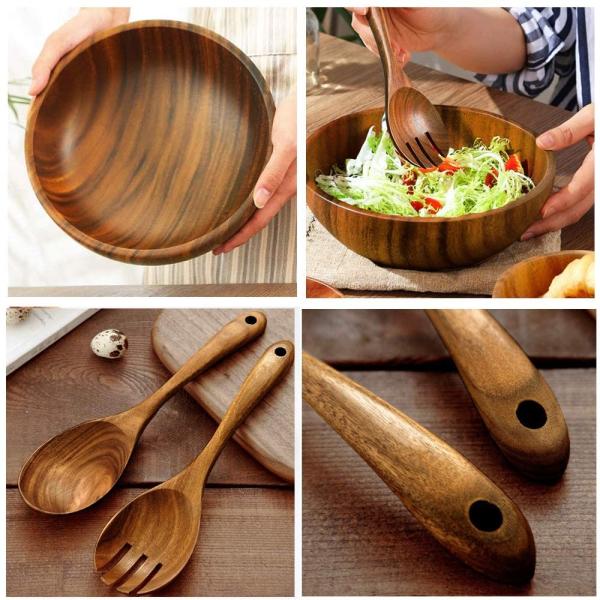 Handmade токсин высекаенный акацией деревянный салатницы свободное 9,5