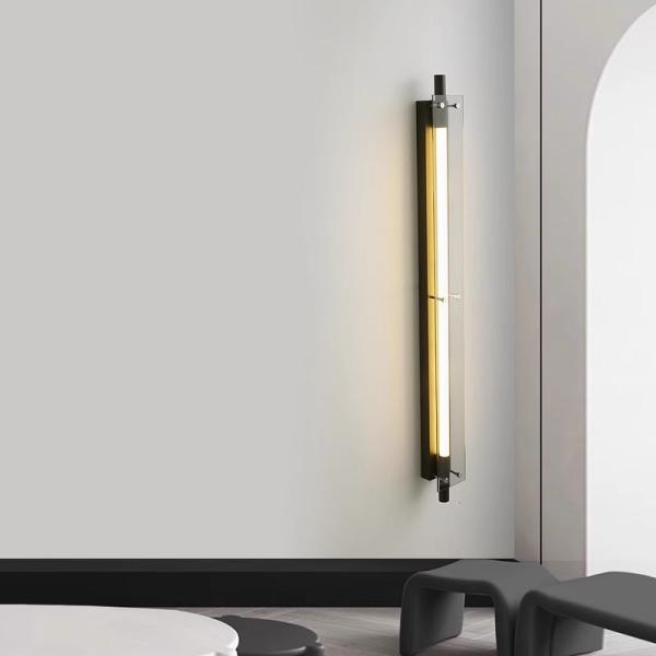 JYLIGHTING Wholesale Minimalist Glass LED Wall Lamp Living Room Hotel Industrial Retro Black Sconce Home Decor Modern Long Strip Wall Light Modern Wall Light