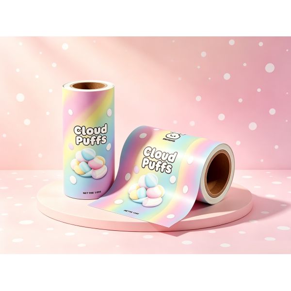 Custom Printed HFFS High Barrier Rollstock Film | Food Grade Flexible Packaging Film for Marshmallow, Candy & Confectionery HFFS Automatic Packing