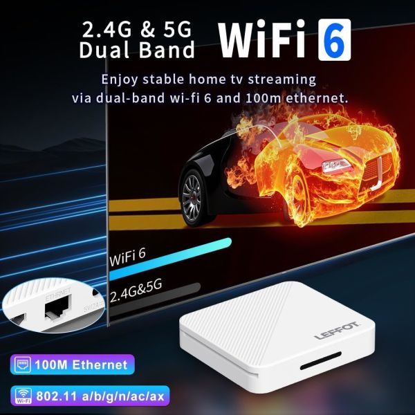 4K Ultra HDR Android TV Box Streaming Device Dual Band WiFi 6
