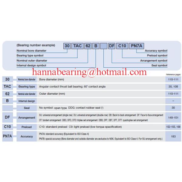 Открытый тип шаровых винтовых подшипников 30TAC62BSUC10PN7B 30TAC62BDUC10PN7B 30x62x15mm