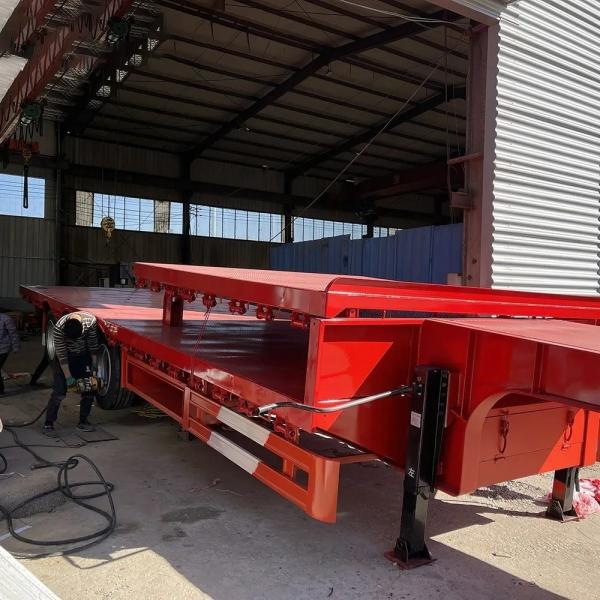 2 Axle 50tons Low Bed Semi Trailer/Drop Deck Trailer Tread of 2240mm Heavy Duty Grade