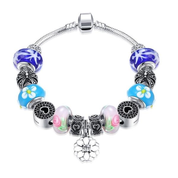 SJ New Arrival Jewelry SJPDRH051 Sakura Pendant Love Heart Round Colorful Charming Glaze Beads Bracelet as Gift for Girl
