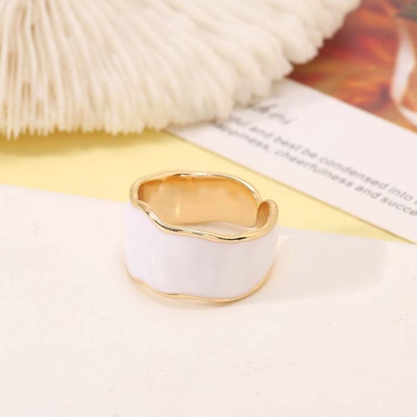 Wholesale Trendy 14K Gold Plated Adjustable Rings Enamel Chunky Rings Jewelry Women
