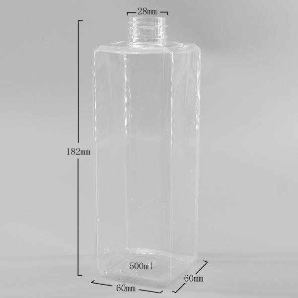 300 / 500 / 550ml PET Clear Square Shampoo Shower Gel Bottle Home Use Large Clear Hand Sanitizer Flat Plastic Bottle