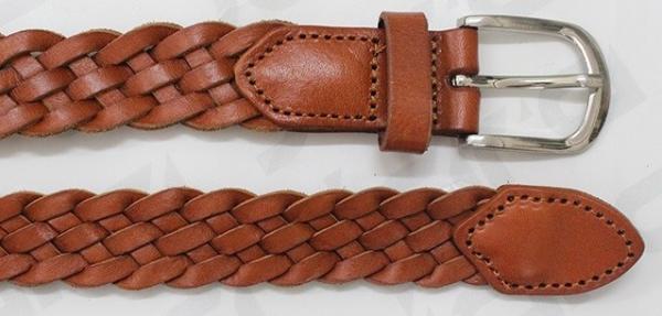Tan Womens Braided Belt For Lady With Nickel Satine Buckle & Leather Tip