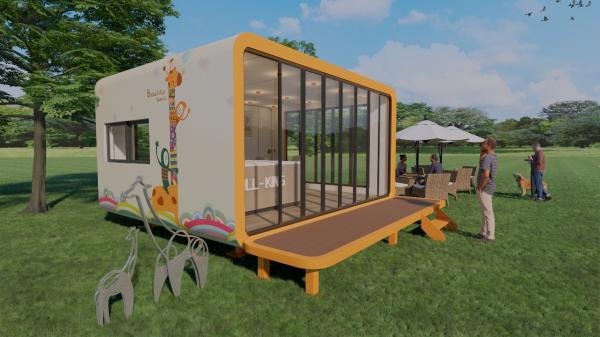 Modern Apple Cabin Office Steel Material Garden Office Cabin