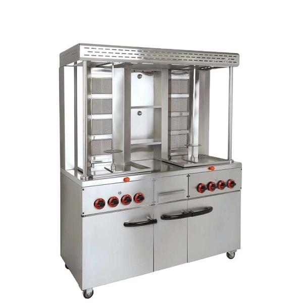 8 queimadores Máquina de doação de gás para restaurante do Oriente Médio Grill Shawarma de aço inoxidável