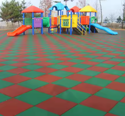 Sun-Resistant & Eco-Friendly Outdoor Rubber Flooring Tiles - Suitable for Playgrounds, Parks, Schools