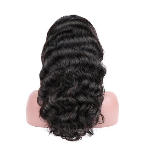 Peruca frontal do laço da onda 360 do corpo com preto natural pre arrancado do cabelo de Remy do cabelo do bebê para mulheres