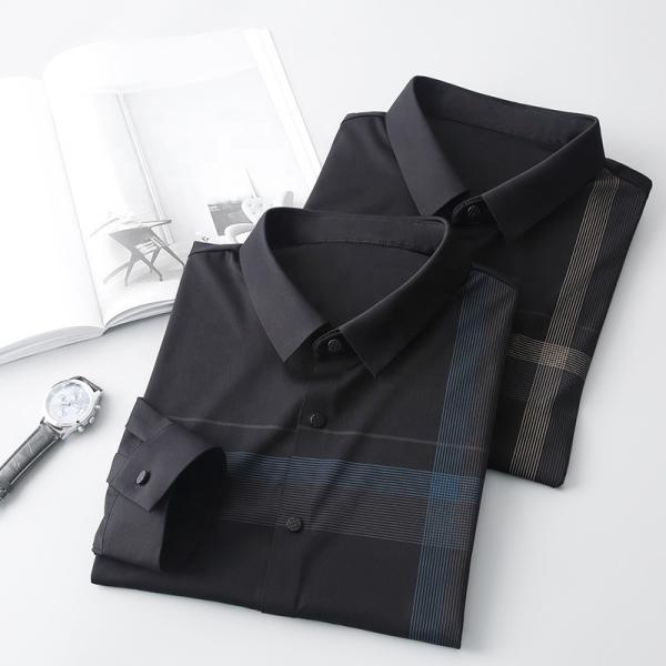 Camisas de manga longa com riscas Homens Slim Fit Modas vintage Roupas de Outono Camisa personalizada 2021