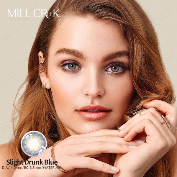 ODM Natural Looking colored 3Tone Blue Eye Contact Lenses Non Prescription Yearly