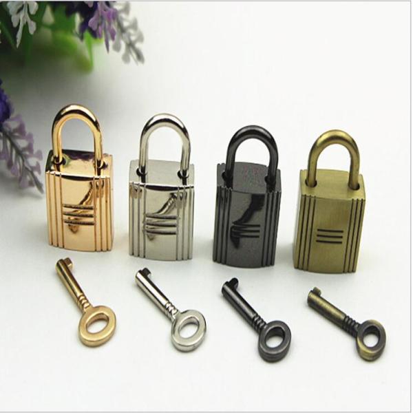 Fashion nickel color zinc alloy metal bag decorative lock with key for handbags