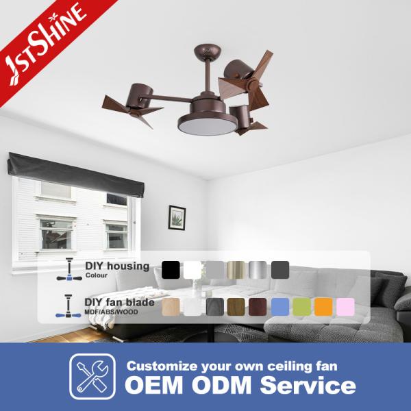 Ventilateur de plafond LED de 44 pouces décoratif de chambre moderne avec télécommande et moteur CA