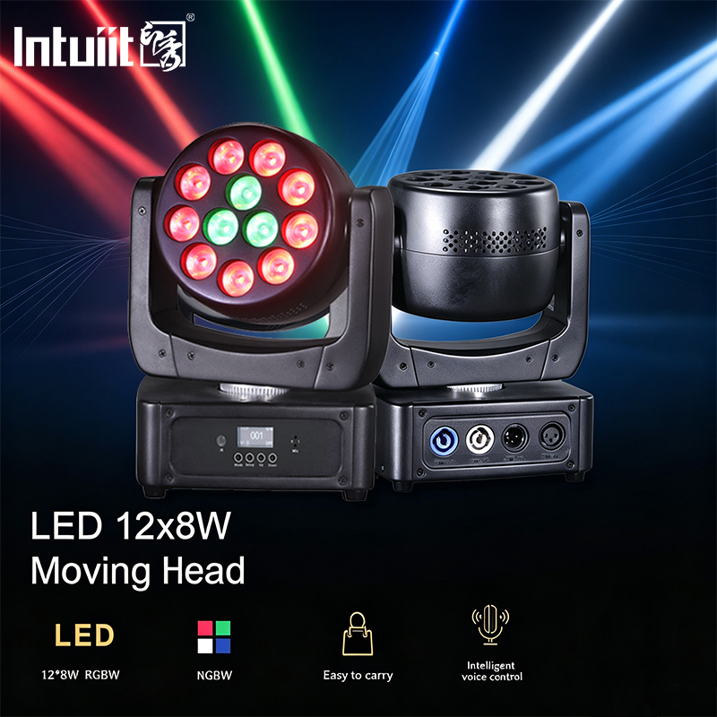 12x8W RGBW 4in1 LED Moving Head DJ Light DMX512 9° Beam Wash Stage Lighting  for Stage Nightclub KTV Wedding Performance