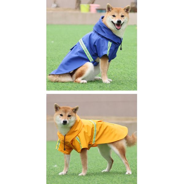 Windproof Big Dog Raincoat Reflective Strip Dog Rain Jacket For Outdoor Hiking