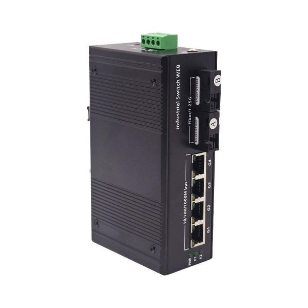 IP40 Web Managed Switch Industrial Gigabit PoE Switch 2 SC Fiber Port 4 RJ45 PoE Ports