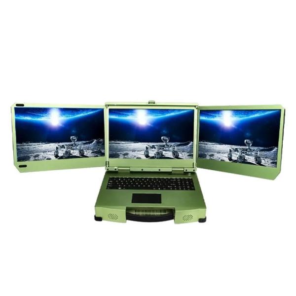 17.3 inch Triple screen military rugged laptop computer core i7 12700T with Nvidia T1000 video card  workstation