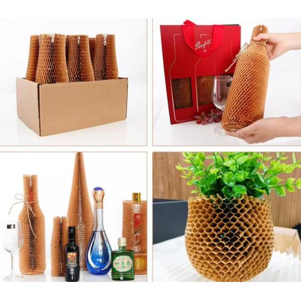 Kraft Paper Honeycomb Mange para botella de vino de vidrio Protective Shipping Cushion Embalaje