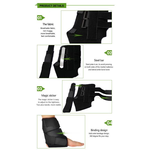 Good design black free size composite cloth ankle brace for sale