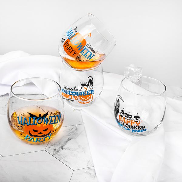 LFGB аттестовало Stemless стекло Tumbler вина, подгонянные бокалы хеллоуина тематические