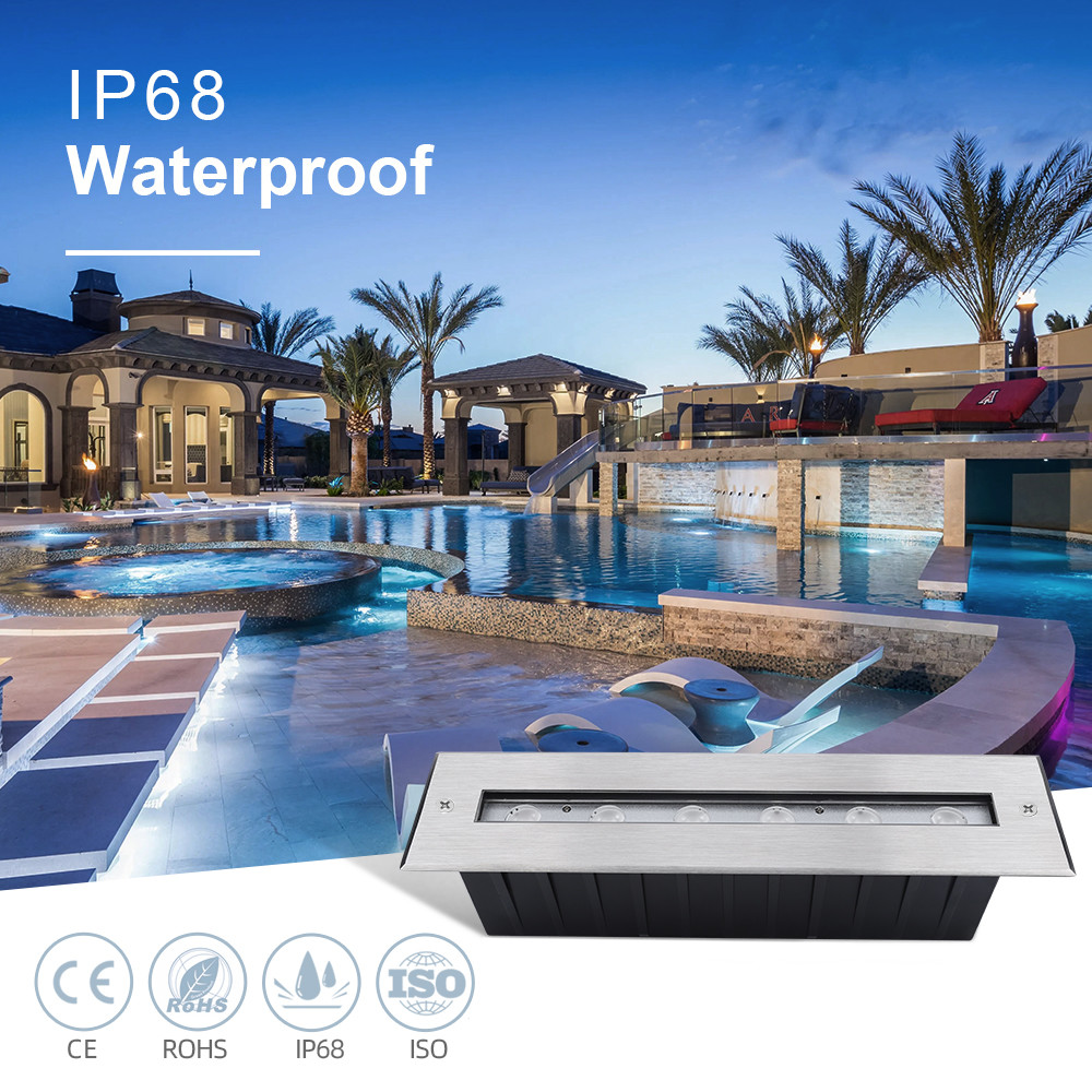 Новый прямоугольный яркий асимметричный луч IP68 SS316L подводный свет подводный свет светодиодный линейный заземленный свет стена была