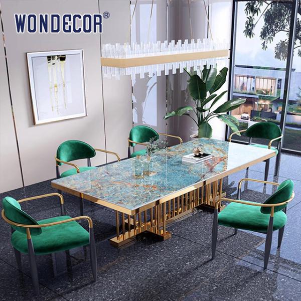 Золото нержавеющей стали кухонного стола Countertop мрамора искусства мебели гостиницы роскошное покрыло