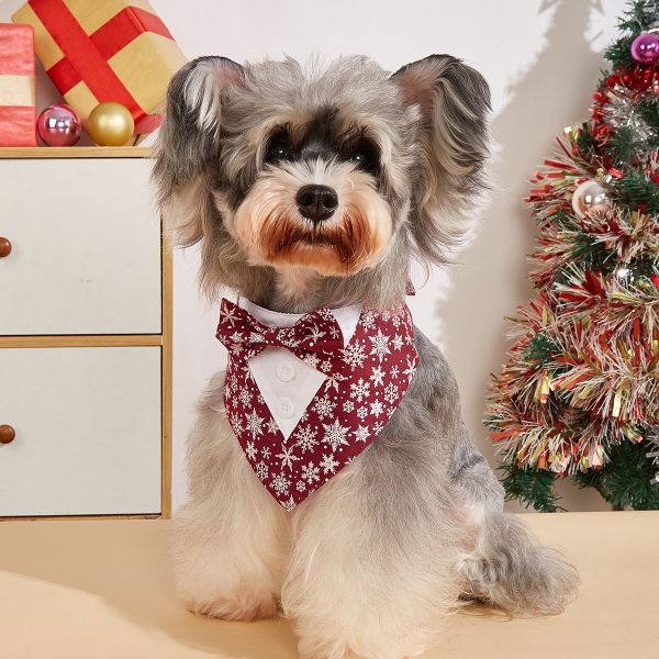 Cute Dog Cat Christmas Bandana Triangle Bibs, Festive Holiday Party Costume For Puppy Pets
