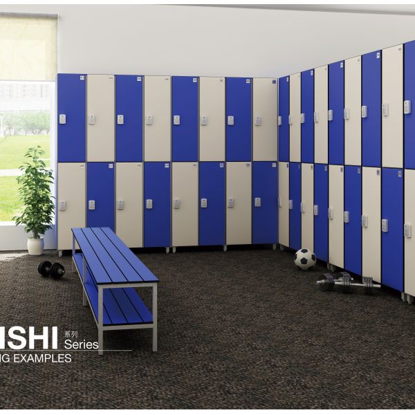 Vestiaires de gym commerciaux compacts résistants aux rayures - Casiers de gym en bois pour vestiaires