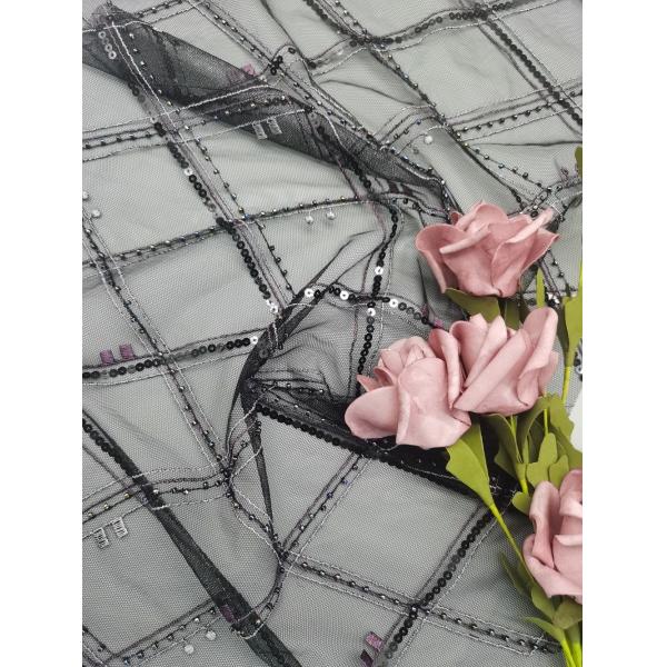 el hilado ligero del bordado del poliéster de la tela química del cordón de 3D Merrowed teñió