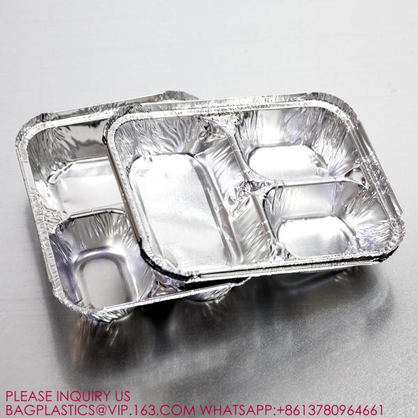 Disposable Microwave Aluminium Foil Trays Container Compartment box Clear Plastic Lid