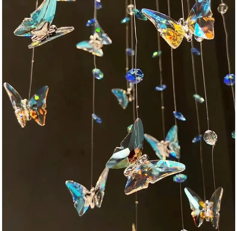 Butterfly Crystal Chandelier Living Room Crystal Staircase Pendant Light Indoor Large LED Lights(WH-NC-165)