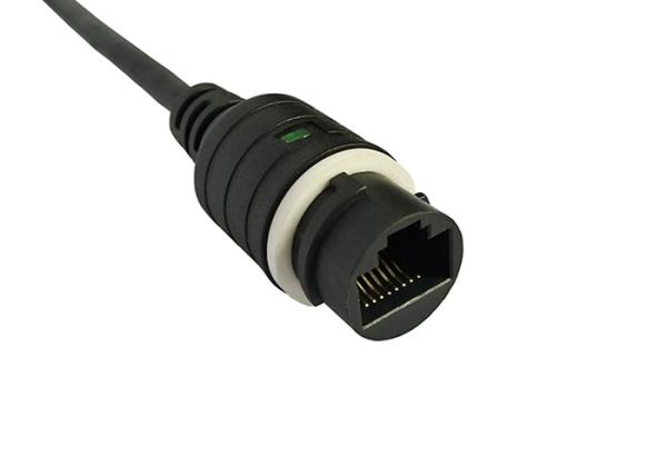 Black waterproof RJ45 male to female extension cable with LED indicator, OEM/ODM welcome