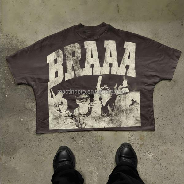 Oversized Boxy T Shirt Men'S High Street Style T Shirt Heavyweight Cotton Graphic Boxy Tee Men