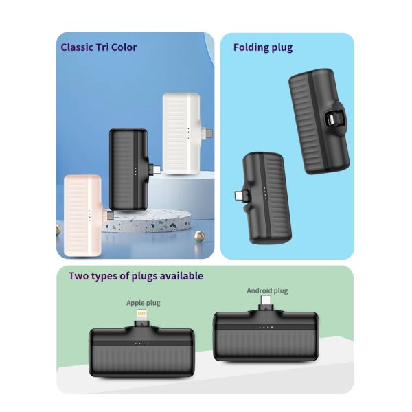 Mini Type C Portable Power Bank Quick Charging 5000mah Power Bank Customized