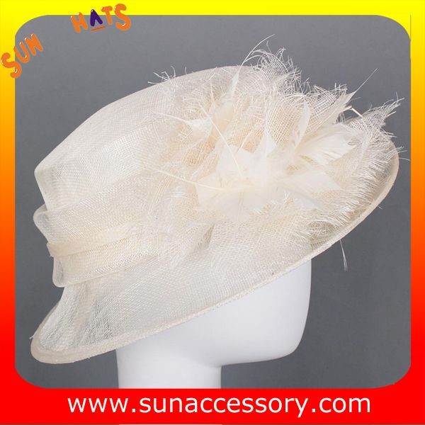 Elegant fancy Church sinamay hats for ladies ,Sinamay mid brim church hat