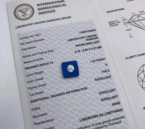 1.22 Ct E Цвет VVS2 3EX Лабораторно выращенный бриллиант Ювелирные изделия СВД Синтетический лаборатория выращенный бриллиант
