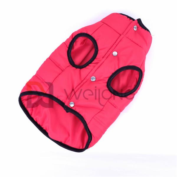 Silver Snaps Pet Jacket Red Pongee Winter Cotton Dog Padded Jacket