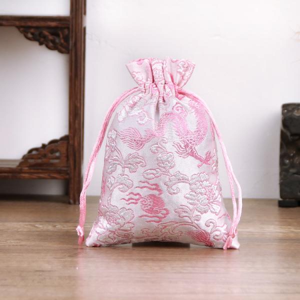 Customized Color Chinese Style Brocade Drawstring Bag for Customized Logo Jewelry Pouch