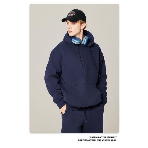 Heavy Embroidered Hooded Sweatshirt Crop 350gsm Heavyweight Cotton French Terry Thick Fleece Hoodie Men